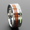 Bague de mariage en bois de carbure de tungstène avec incrustation de coquille d'ormeau