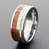 Bague de mariage en bois de carbure de tungstène avec incrustation de coquille d'ormeau