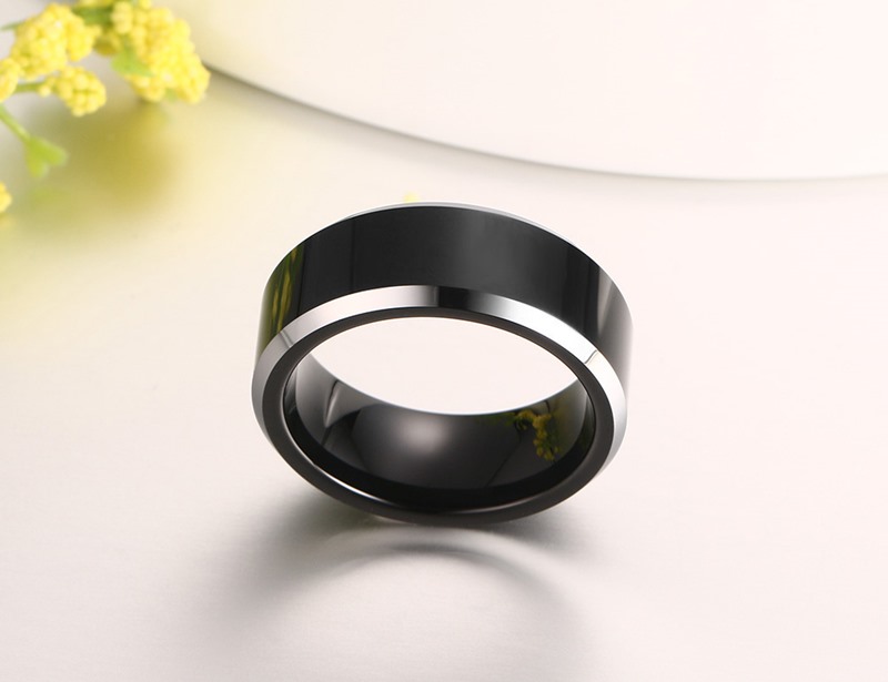 Bague en acier tungstène pur 8MM, bague tendance de couleur noire pour homme, cadeau pour petit ami