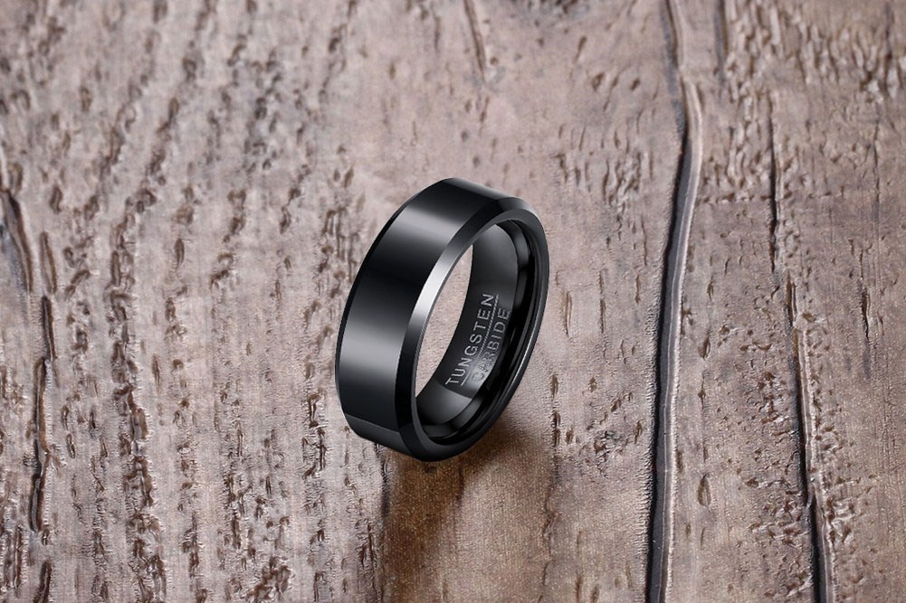 Bague en carbure de tungstène noir de 6mm, alliances pour hommes et femmes, bords biseautés polis