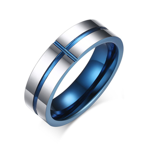 Bague en acier tungstène plaqué bleu pour hommes et femmes, accessoire de bijoux, magnifique bracelet de mariage, Souvenir d'anniversaire