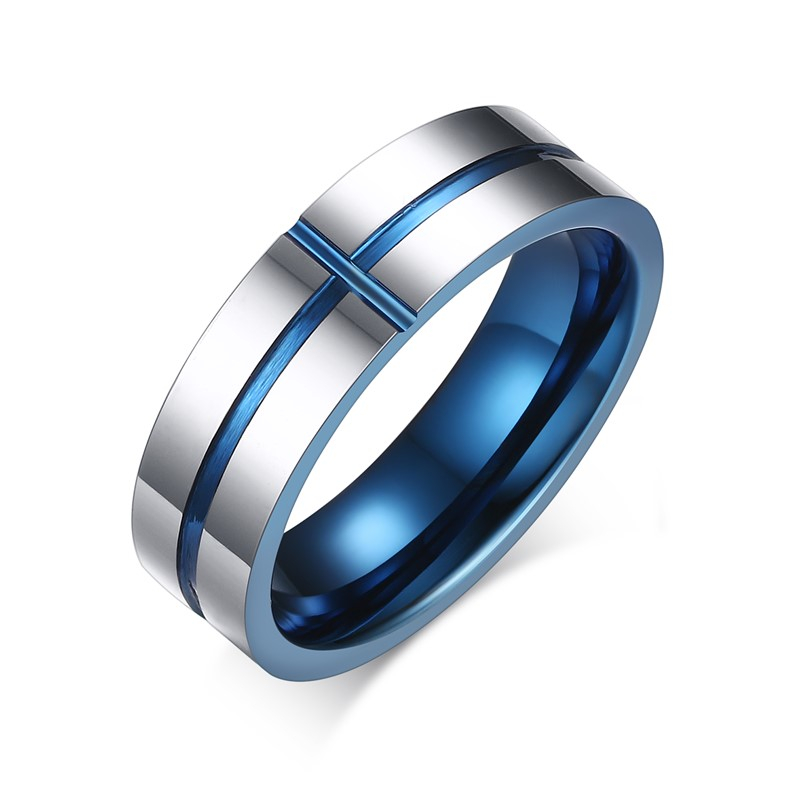 Bague en acier tungstène plaqué bleu pour hommes et femmes, accessoire de bijoux, magnifique bracelet de mariage, Souvenir d'anniversaire