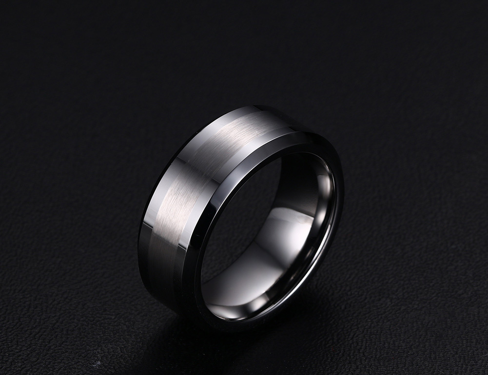 Bague de fiançailles en carbure de tungstène pour hommes, résistante aux rayures, 8mm