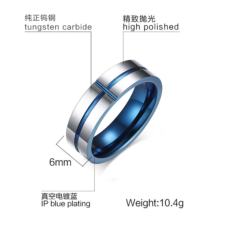 Bague en acier tungstène plaqué bleu pour hommes et femmes, accessoire de bijoux, magnifique bracelet de mariage, Souvenir d'anniversaire