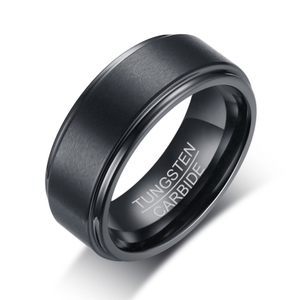 Bague de base en tungstène pour hommes, alliance en tungstène noir de 8 mm, finition brossée mate, ajustement confortable