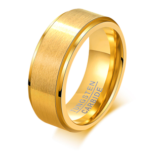 Bague de mariage en carbure de tungstène doré de 8 mm, alliance brossée pour hommes et femmes, ajustement confortable