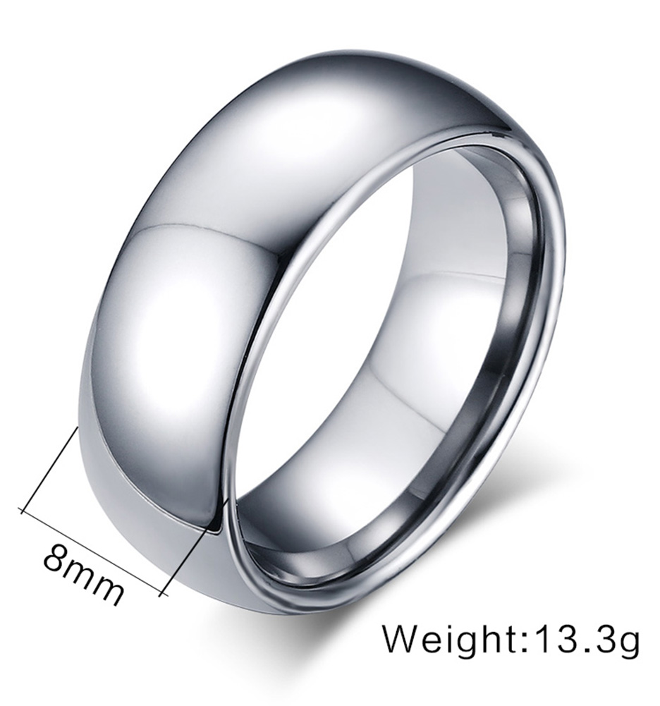 Anneaux de mariage en tungstène de couleur argent de 8 mm