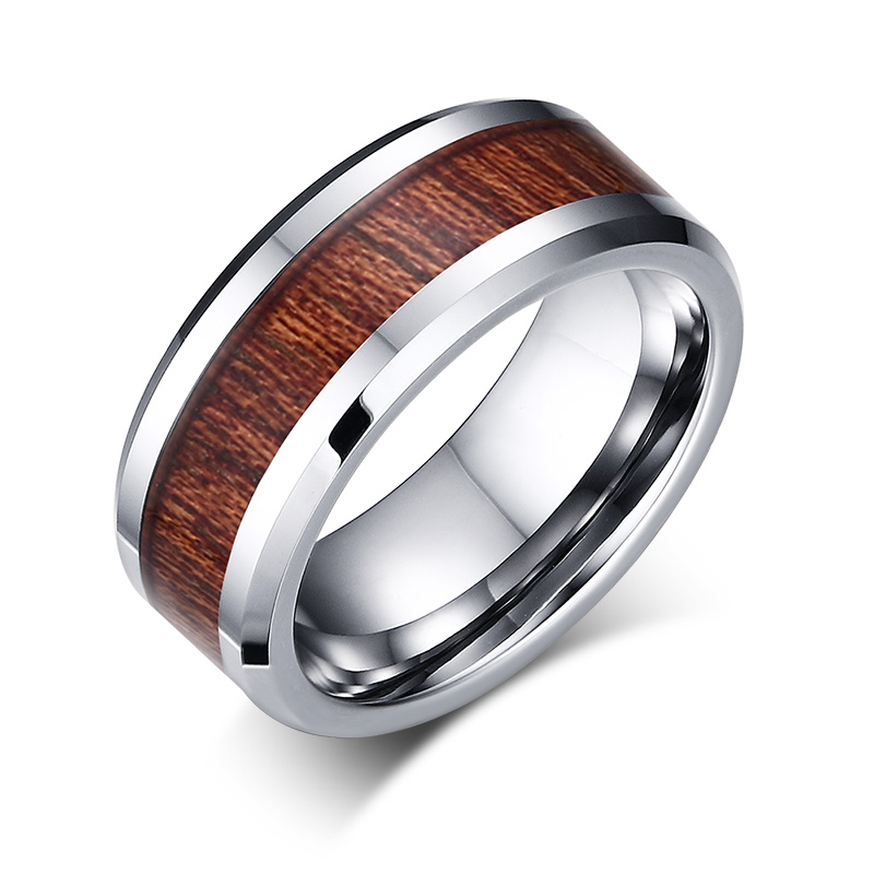 Bague en carbure de tungstène véritable, bois de Koa hawaïen naturel, incrustation d'arbre, confort