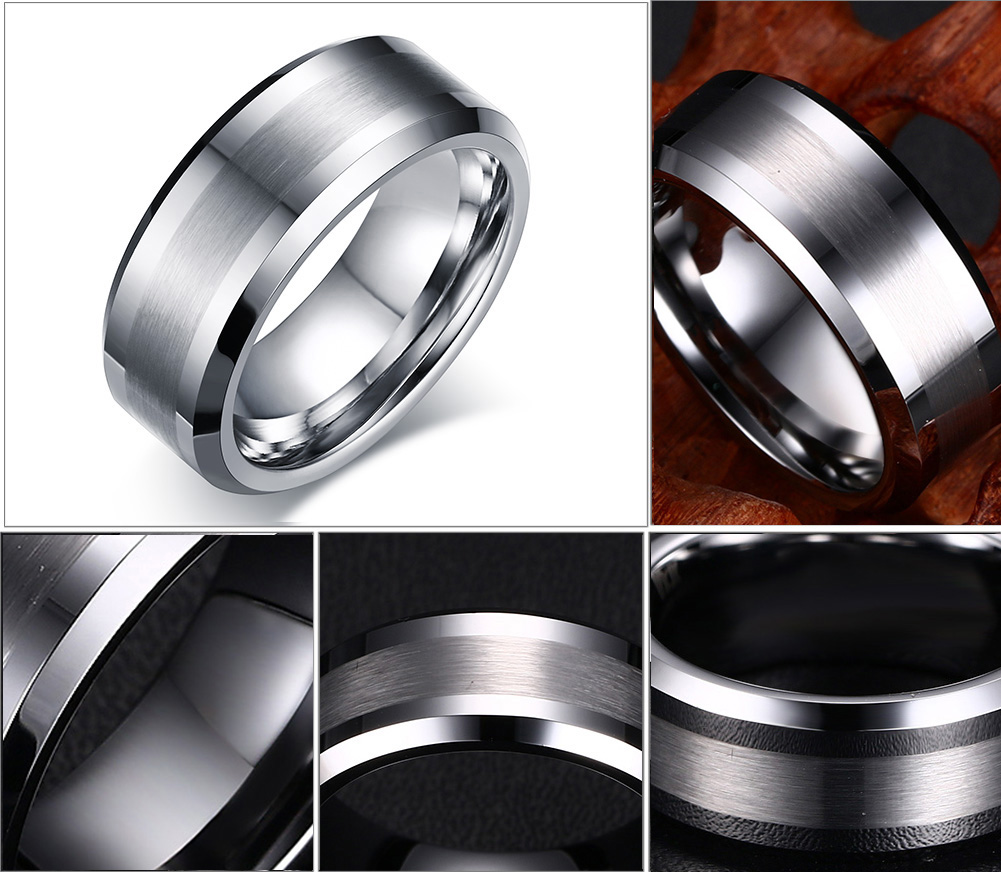 Bague de fiançailles en carbure de tungstène pour hommes, résistante aux rayures, 8mm