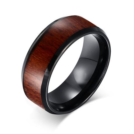 Bague de mariage en carbure de tungstène noir, 8mm, pour femmes, avec incrustation en bois de Koa, bague de fiançailles en forme de dôme