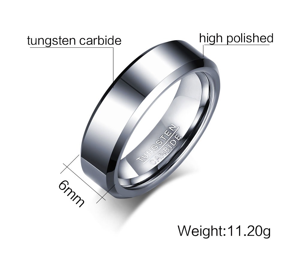 Bague de fiançailles en carbure de tungstène personnalisée, bijoux, cadeau, vente en gros, 6mm, pour femmes et hommes