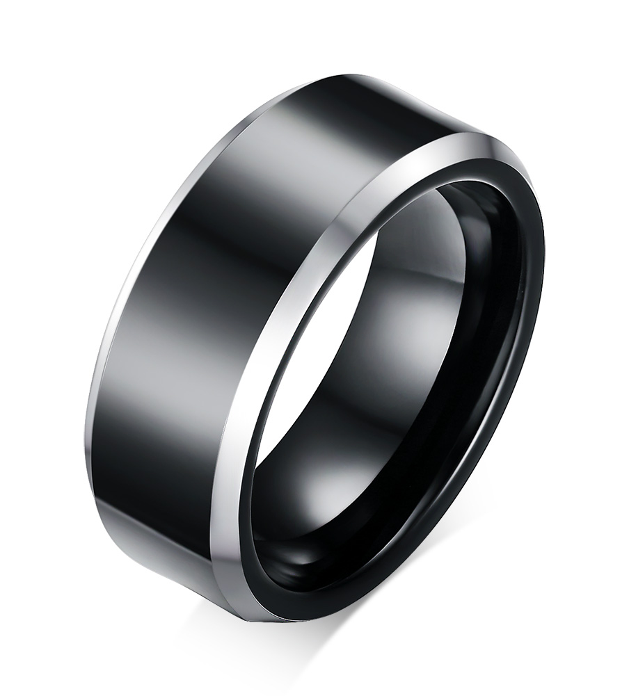 Bague en acier tungstène pur 8MM, bague tendance de couleur noire pour homme, cadeau pour petit ami