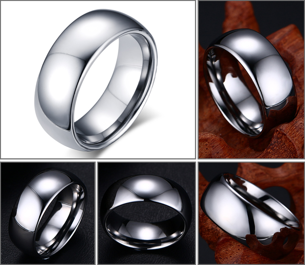 Anneaux de mariage en tungstène de couleur argent de 8 mm
