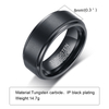 Bague de base en tungstène pour hommes, alliance en tungstène noir de 8 mm, finition brossée mate, ajustement confortable